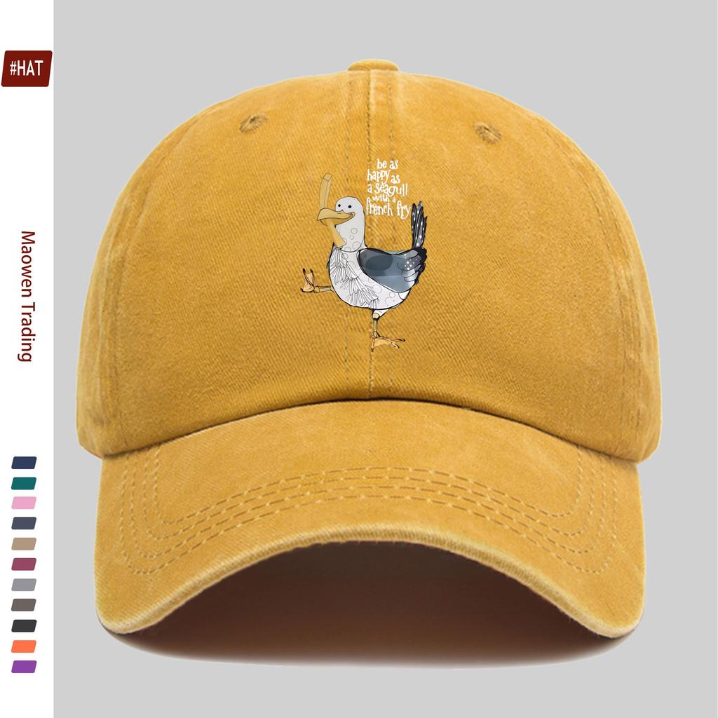 pc pcs Happy Seagull  Fries Print Trucker Cap  Adjustable Snapback Washed Vintage Suitable for for Home Proms Beach Fishi