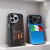Pouzdro na telefon s mapou vlajky Itálie pro iPhone 17,16,15,14,13,12,11,Pro,XS,Max,Plus,Mini,SE4,E Černé Matné Nárazuvzdorné Kryt