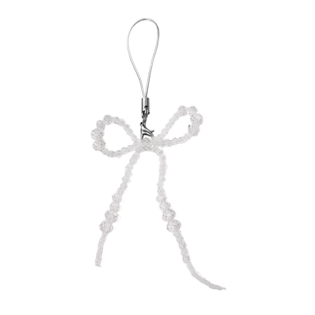 Módní šňůrka na telefon s mašličkou, klíčenka, ručně vyrobený kroužek na klíče z křišťálových korálků, motýlí mašlička, přívěsek na telefon, popruh proti ztrátě