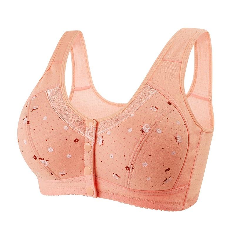Floral Print Front Closure Wireless Bra S жёлтый