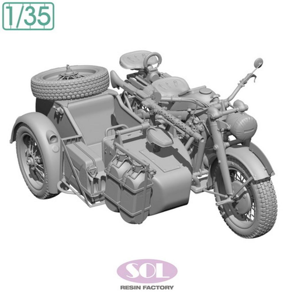 Sol Model WWII German KS750 Military Sidecar 3D Printer Kit MM880 1/35 (Motorcycle)
