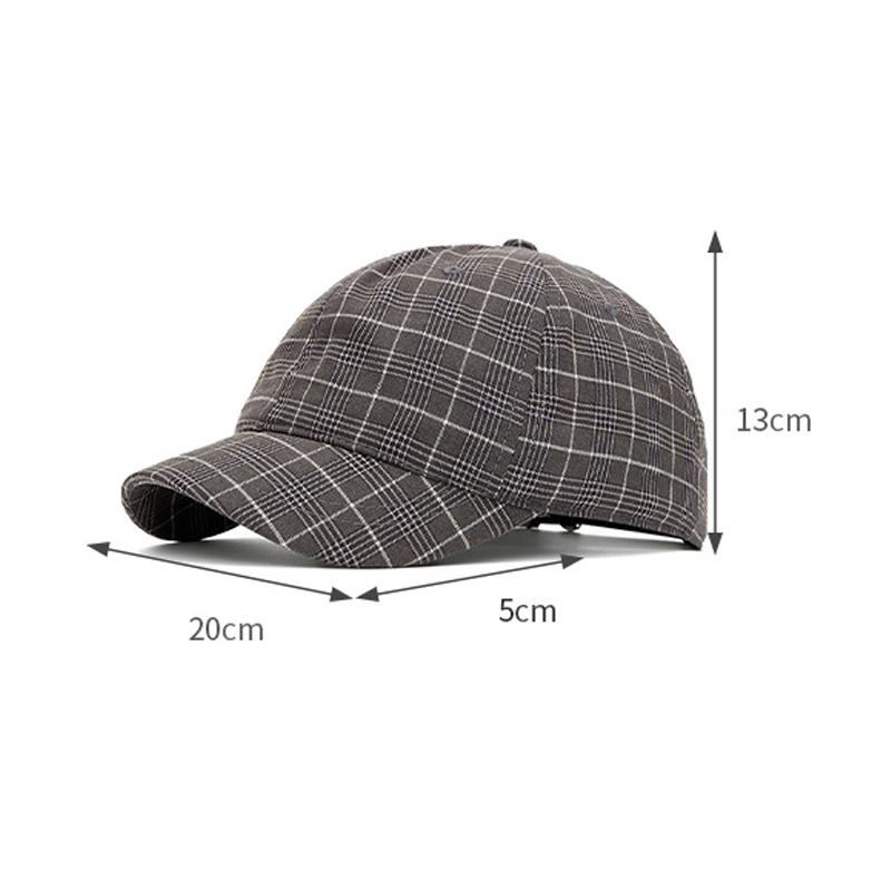 Plaid Short Brim Baseball Cap for Unisex Spring Summer Vintage Cap Outdoor Sun Hat