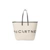 Letter Logo Print Detachable Small Bag Canvas Tote Shopping Shoulder Handbag Women Tote Beige Black 7B0048WP02219043