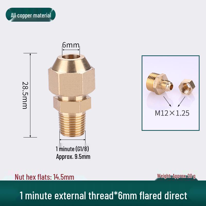 

All-Copper Flared Threaded Fitting for AC Refrigeration: 1-6 Points