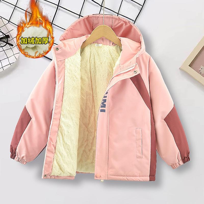 Girls Big Kids Thickened Hooded Winter Princess Style Windproof Jacket