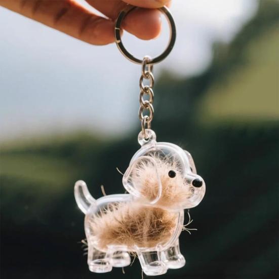 Psí klíčenka Personalizovaná památka na mazlíčka Průhledná akrylová skořápka Corgi Pomeranian Buldok Lehká klíčenka s plemenem psa
