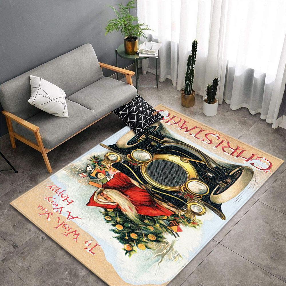 Christmas Tree Living Room Area Rug Xmas Gift Carpet Kids Play Bedroom Rug Santa Claus Print Home Decor Doormat Kitchen Floormat