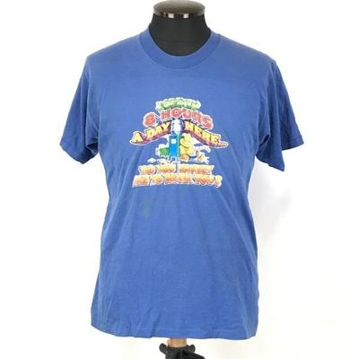 80s 90s Vintage Made In USA 5050 Short Sleeve Printed T Shirt Men L Blue(USED)