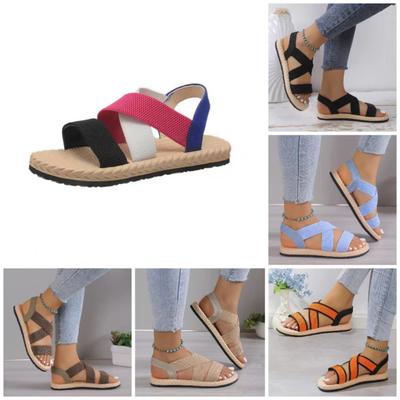 Summer Sandals for Women Spring Flat Roman Shoes Beach Sandals Soft Sole Large Size Flower Sandals for Women Platform