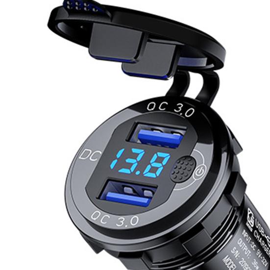 Car Charger Dual USB Quick Charge Waterproof 36W QC3.0 12-24V