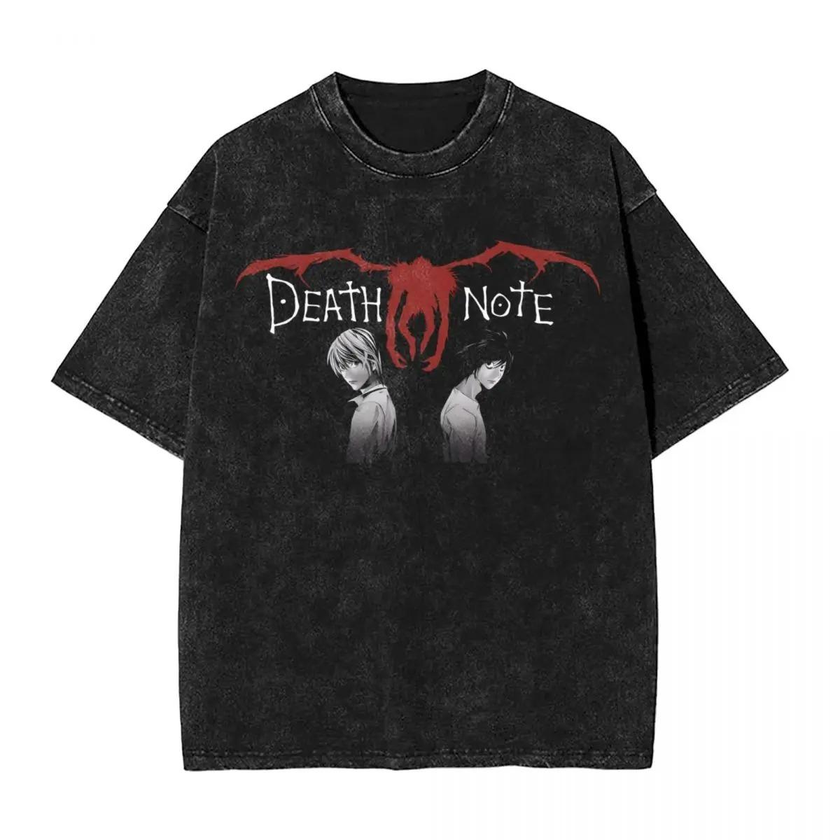 Washed Anime DEATH NOTE Yagami Light LLawliet MisaMisa Tshirt Unisex Unisexga Oversized Yk Tshirts Cotton T Shirt Harajuku Unisex Tee S