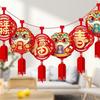 Cartoon 2026 New Year Hanging Flag Chinese Style Spring Festival Banner Bunting Garland  Home Decor