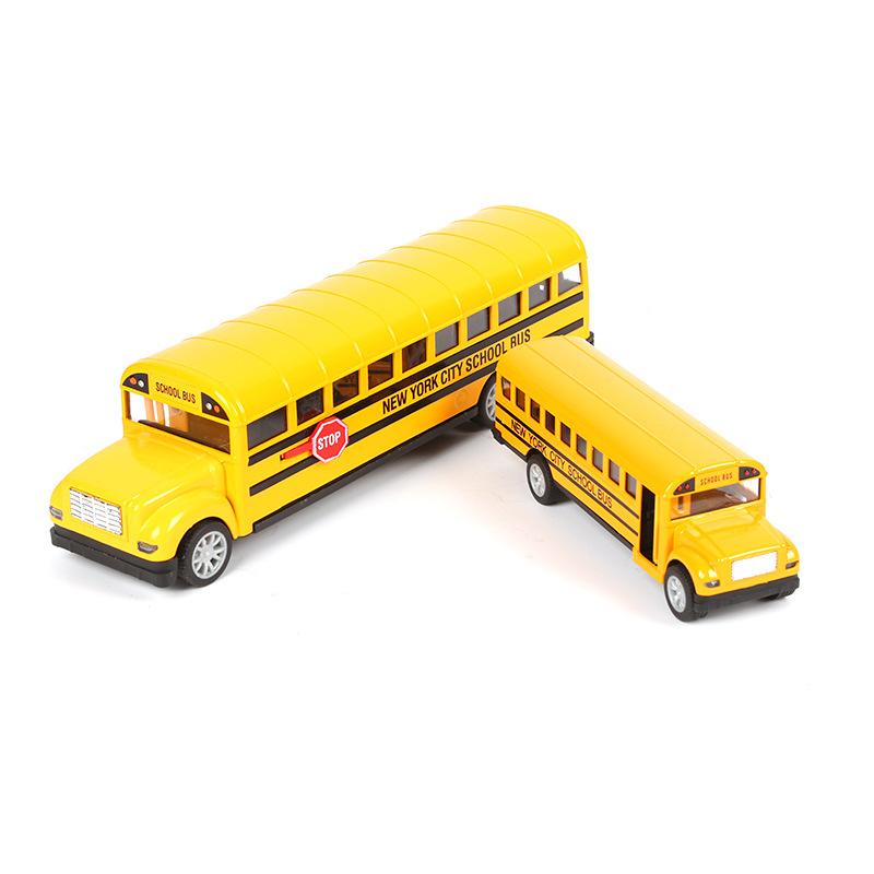 School Bus Children's Alloy Pullback Toy Simulation Open-door Campus Car Model