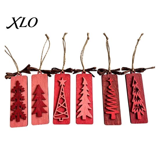 Rustic Holiday Hanging Decorations Wooden Christmas Tree Ornaments, Winter Farmhouse Decoration, Themed Home Xmas Pendant for Wreath Party Decor