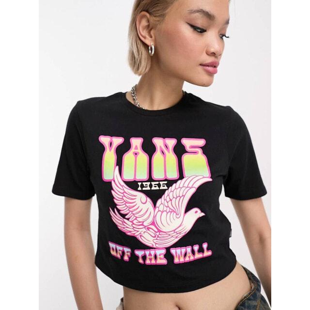 

Черная футболка с укороченным принтом Vans Dove