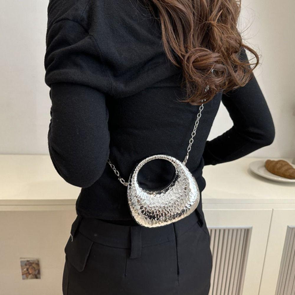 Korean Style Banquet Chain Bag Silver Funny Party Bag Retro Acrylic Box Shoulder Bag  Girls