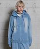 Hoodhood Clover Logo Applique Washed Denim Zip-Up Hoodie Light Blue