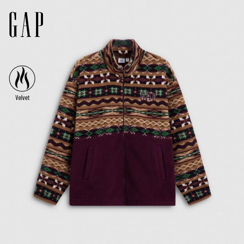 Gap Unisex Fair Isle Jacquard Fleece Stand-Collar Jacket