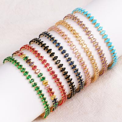 10 Colors Luxury CZ Tennis Cubic Zirconia Gold Silver Color Iced Out Chain Bracelet Bling Jewelry for Women Party Gift