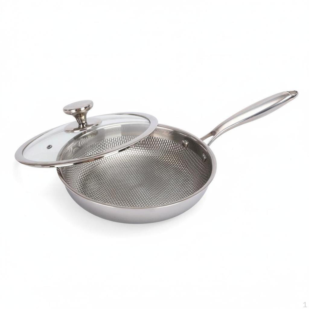 Stainless Steel Frying Pan Metal Utensil Uncoated ScratchResistant Hammered Skillet for