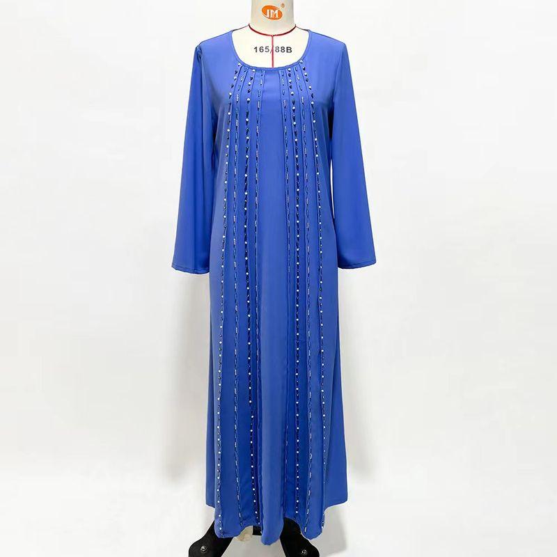 

New Arrival Plus Size Handmade Beaded Loose Plaid Maxi Dress Beaded Elegant Dress Beaded Loose Dress New Blue L