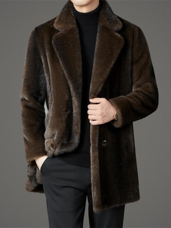 2025 Reversible Sable Fur Mid-Length Men's Coat: Winter Arrivals - Suit Collar, Warm Outerwear for Middle-Aged