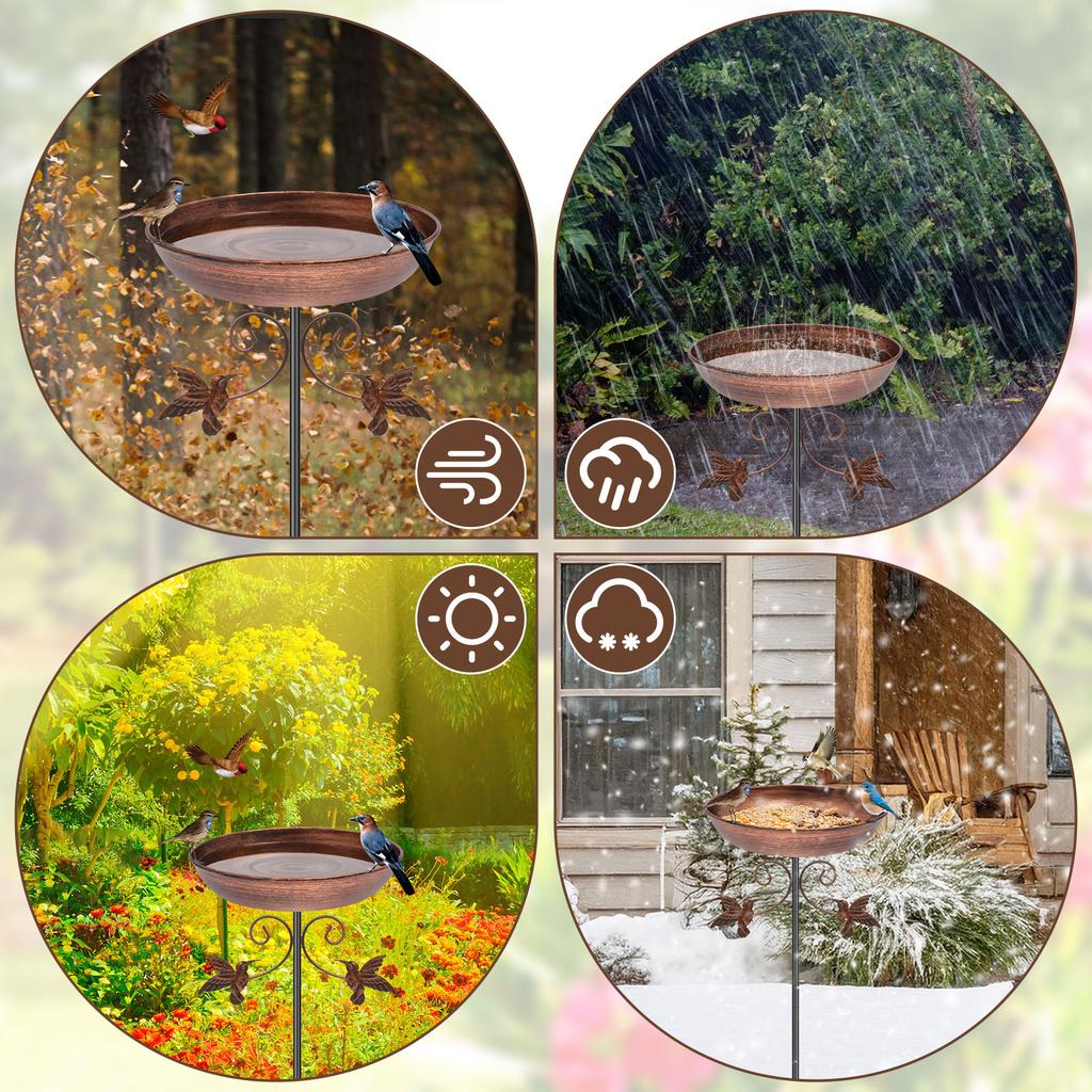 Garden Birdbath Vintage Standing Birdbath or Birdfeeder Bird Bath Feeder Bowl for Yard Patio Outdoors Garden Iron Pedestal Stake
