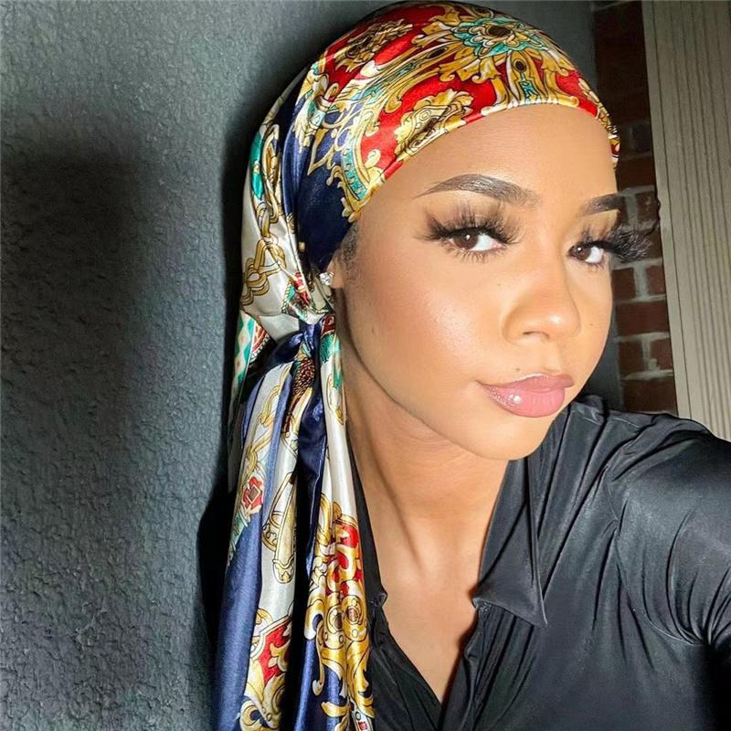 90*90cm Casualowa Moda Drukowana Flora Kwadratowe Szale Szaliki Satynowa Damska Chustka Apaszka Damska Opaska na Głowę