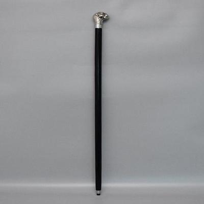 Walking Stick, Wooden Cane, Bulldog Handle, Black and Silver Designer Handmade