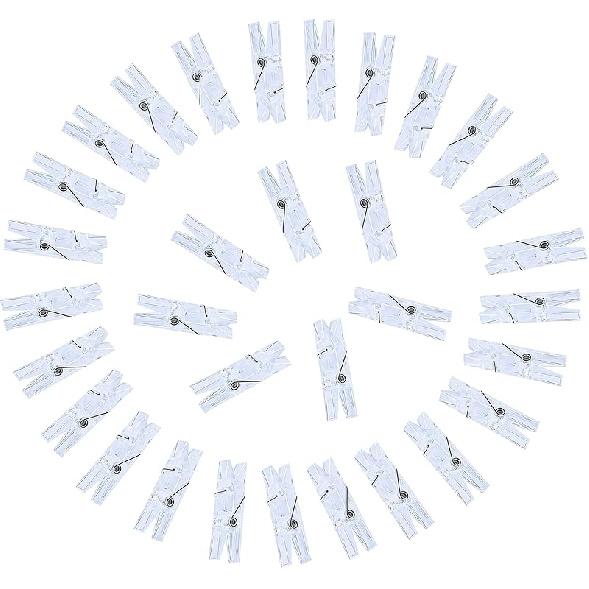 100pcs Photo Clips Mini Transparent Plastic Clear Paper Clips Mini Clothes P for Photos String Fairy Lights (100)