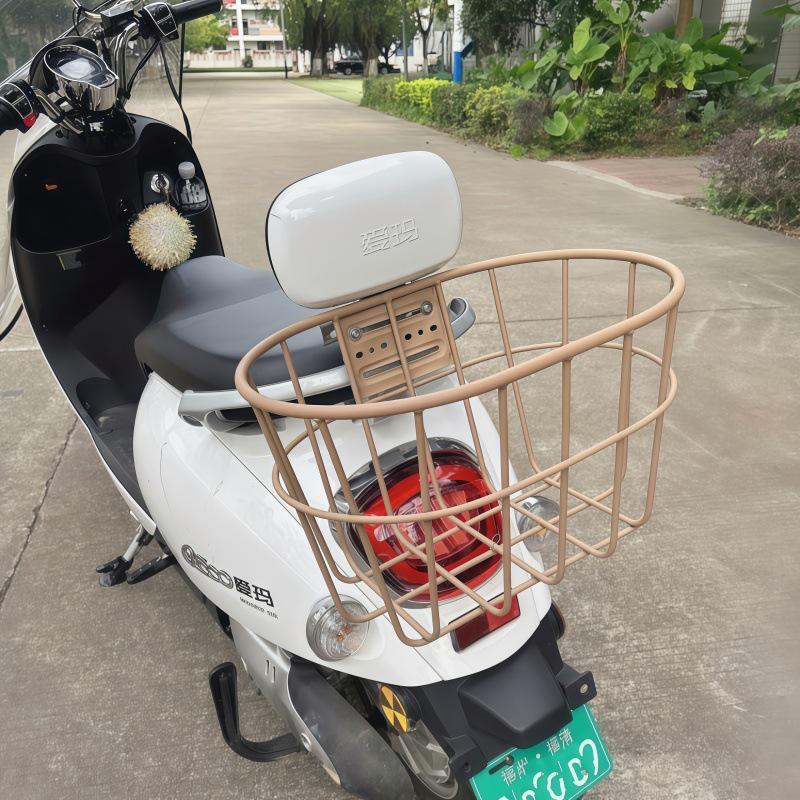 Large Capacity Metal Rear Basket with Backrest for E-bike Helmet and Backpack Storage