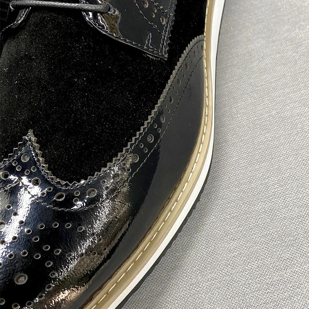 Μόδα Ανδρικά Παπούτσια Κλασικού Επιχειρηματικού Casual Βρετανικού Στυλ Λουστρίνι Σουέτ Wingtip Brogue Oxfords Μαύρα Επίπεδα Μόδα Υποδήματα