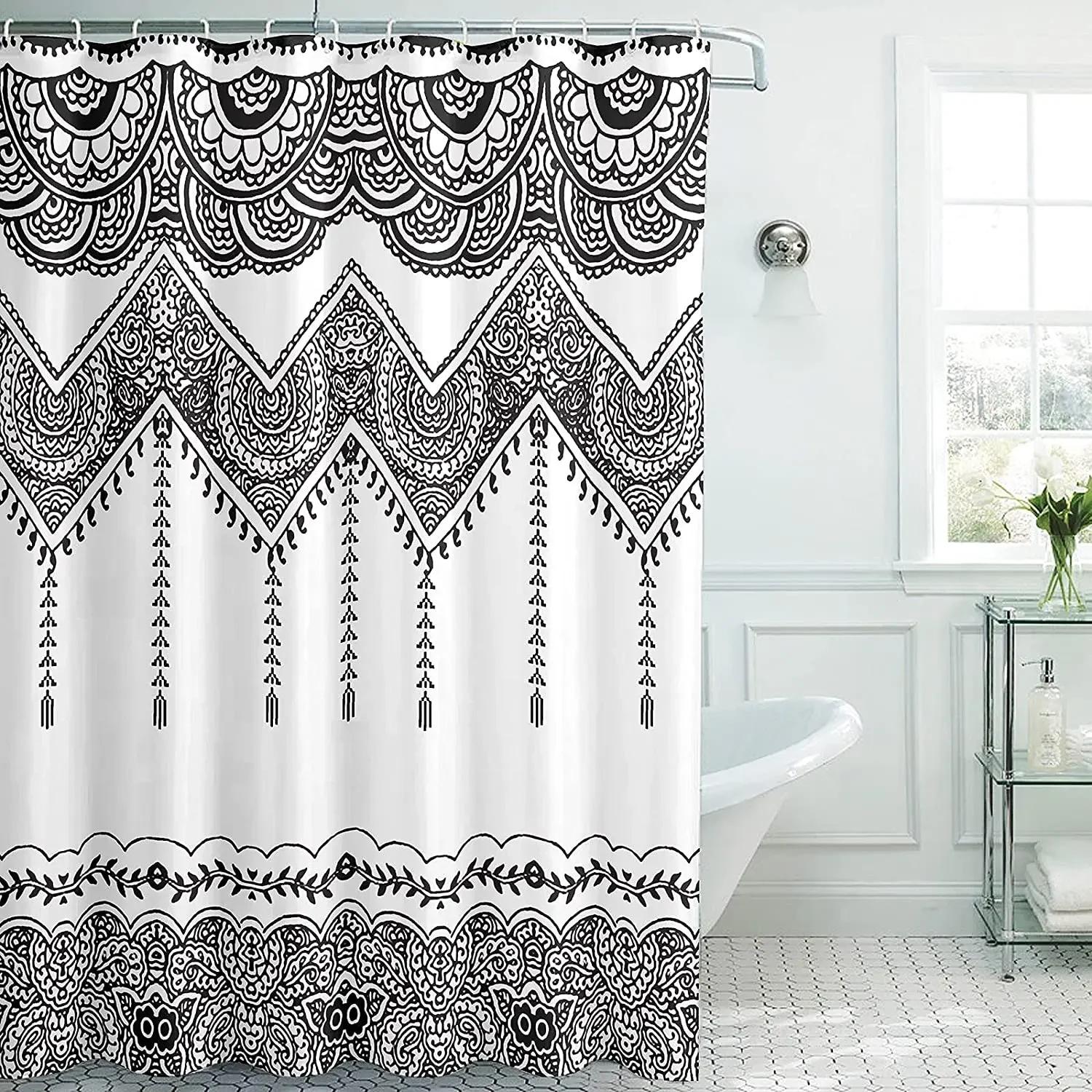 

Abstract Neutral Leaves Simple Bathroom Shower Curtain Mid Century Sun Minimalist Modern Polyester Fabric Decor W60H190(CM)-1 Pcs