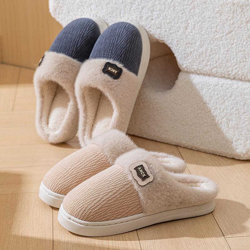 Flip-Flop Winter Indoor Zuhause Baumwollpantoffeln Paar Dicksohlige Warme und Bequeme Samt-Zuhause-Baumwollschuhe