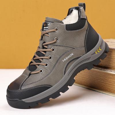 2024 Winter Shoes for Men Wool Boots Genuine Leather Casual Shoes Man Outdoor Warm Plush Climbing Boots