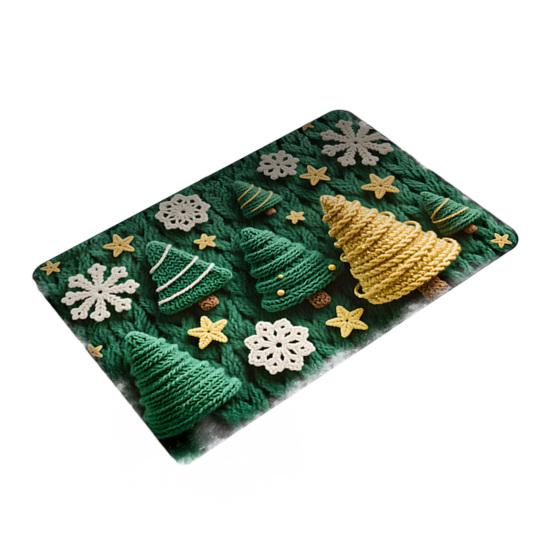 Christmas Floor Mat 3D Effect Pattern Doormat Santa Welcome Mat Non-Slip Xmas Tree Snowman Floor Rug for Entryway Porch