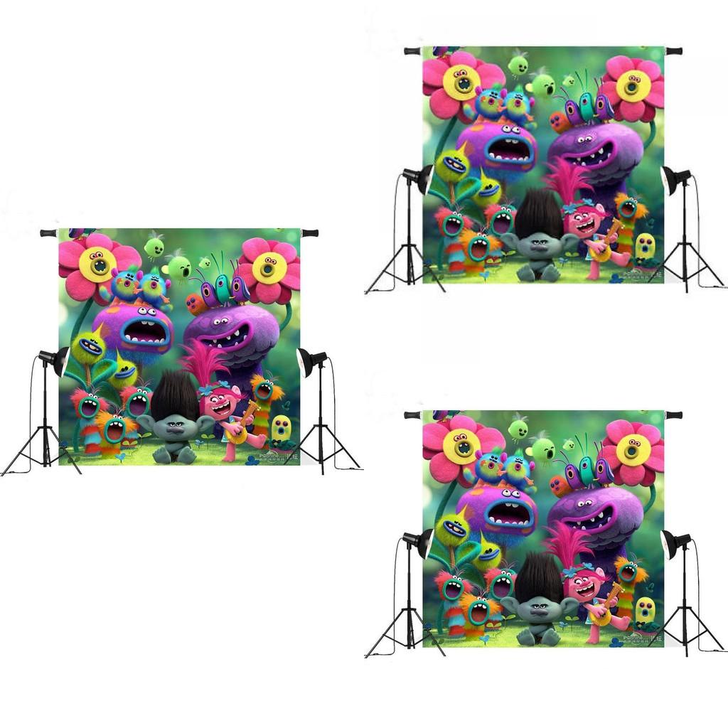 Fundo Fotográfico de Natal Trolls World Tour Para Estúdio de Fotografia Infantil Decoração Criativa