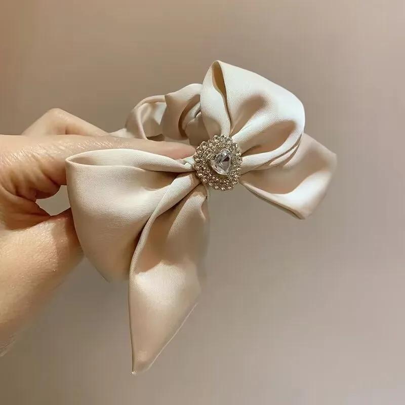 New Solid Color Satin Bow Hair Rope Women Korean Love Style Head Rings Ties Fashion Temperament Elegant Girls Hair Accessories