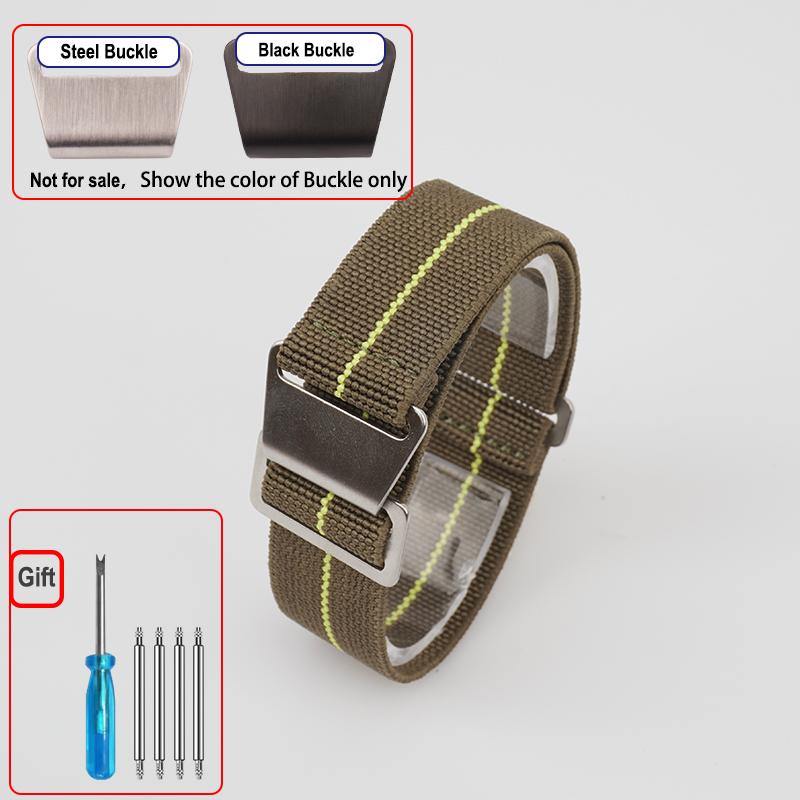 60s French Troops Parachute Bag Elastic Watch Strap 18 20mm 22mm Nylon Watchbands Man's Universal Ballistic Fabric Wristband