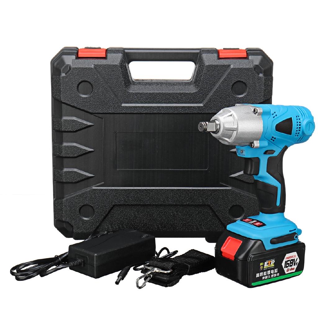 AC 100-240V 50-60H Cordless Impact Wrench Machine Set 19800mAh Electric Drill Hammer Tool 19800mah Li-lon Battery W/ LED Light New