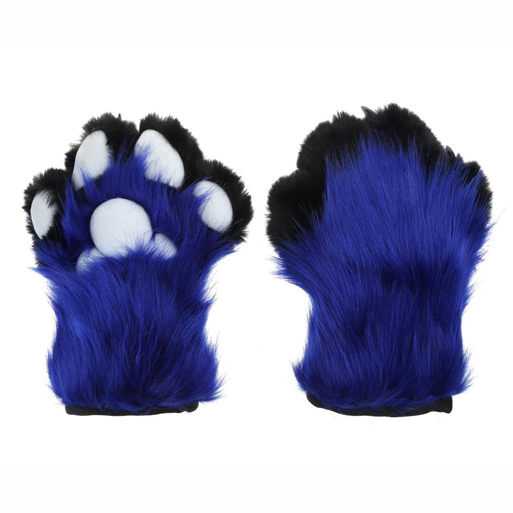 Furry Paw Gloves Cosplays Wolf Bear Animal Paw Plush Mittens for Women Girls