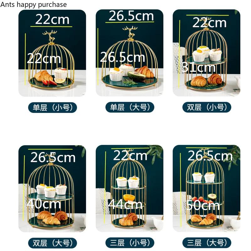 Wrought Iron Ceramic Cake Stand Multi-layer Fruit Plate Snacks Tray Dessert Plate Cake Pan Elk Display Stand Decorative Plates