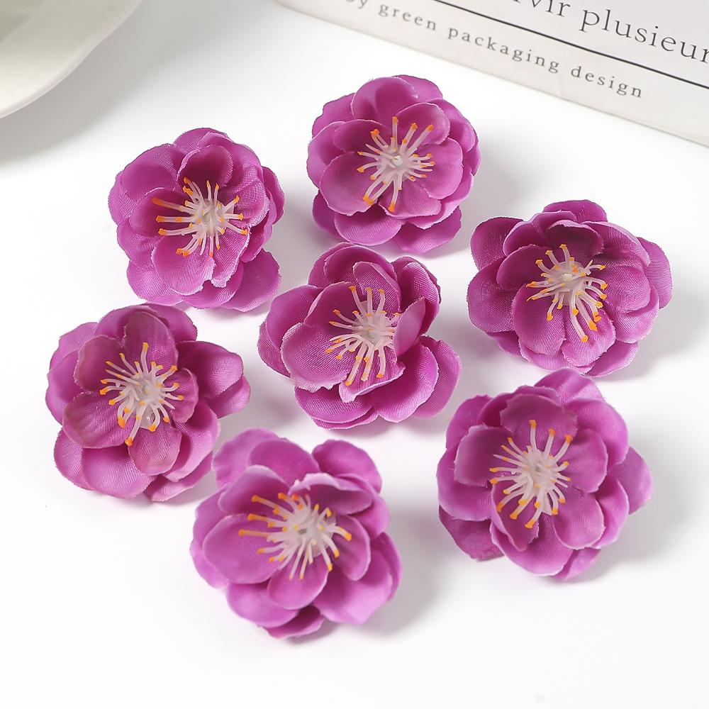 10/20/50Pcs 4cm Silk Plum Blossom Heads Artificial Cherry Blossom Flowers for Home Room Wedding Decor DIY Flowers Wall Accessory