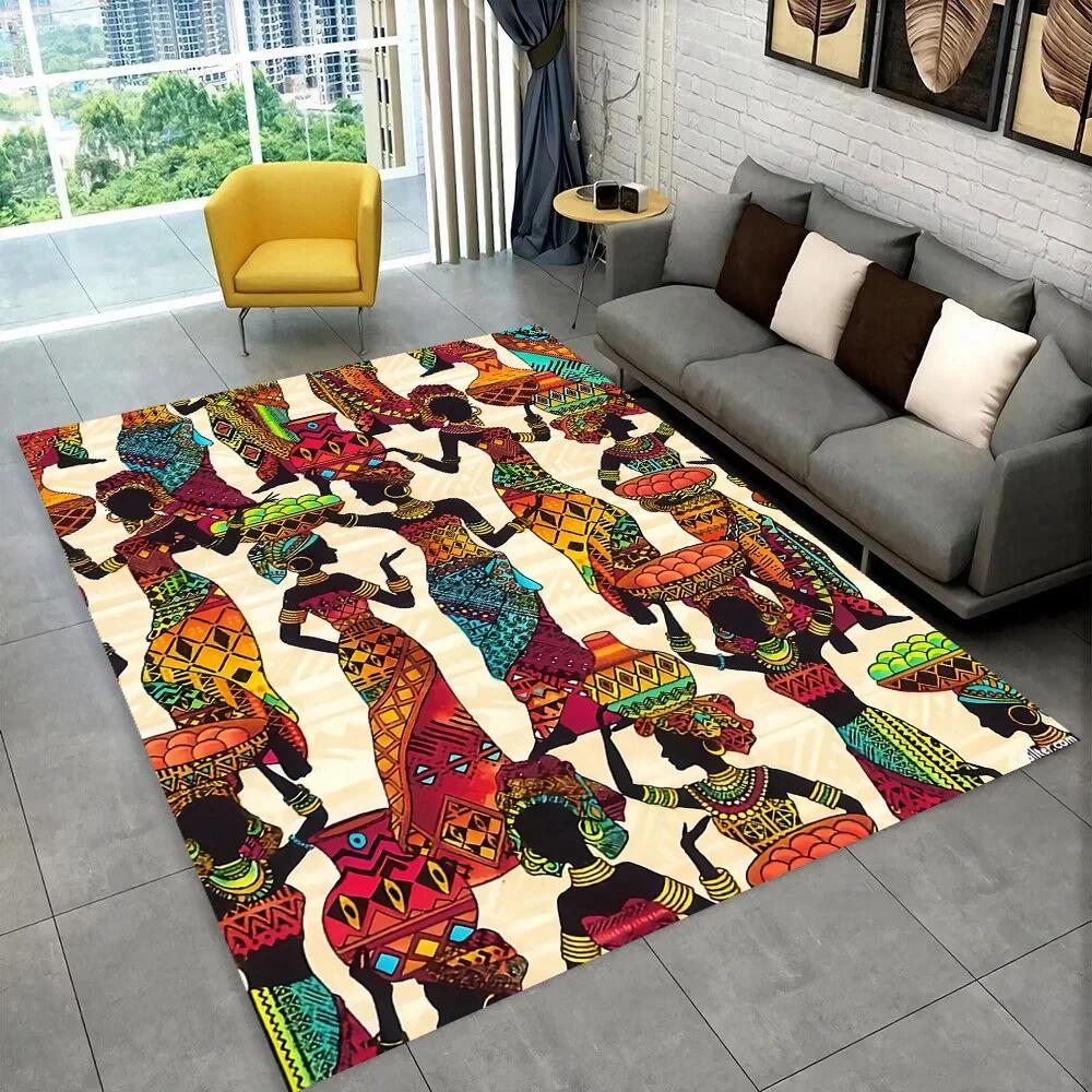 3D Africa Ethiopian Painting Art Carpets Cartoon Area Rug ,Carpet for Home Living Room Sofa Doormat Decor,Non-slip Floor Mats