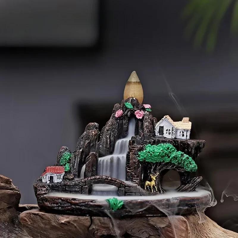 1PCS Resin Reflowable Incense Holder Moutain Stream Incense Burner Living Room Coffee Table Office Home Decor Gifts