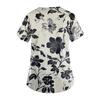 Women's Fashion Short Sleeve Fashion Vintage Floral Print V-Neck Pocket Workwear Tops