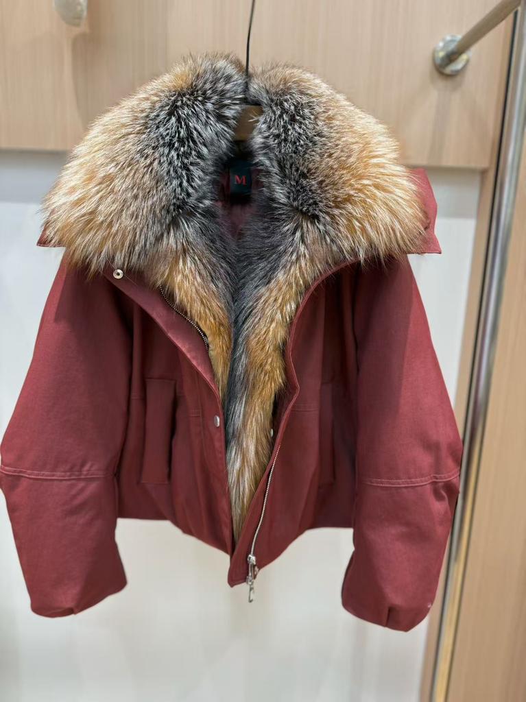 European goose down natural real fox hair big fur collar Parker down jacket women's clothing thickened warm loose coat