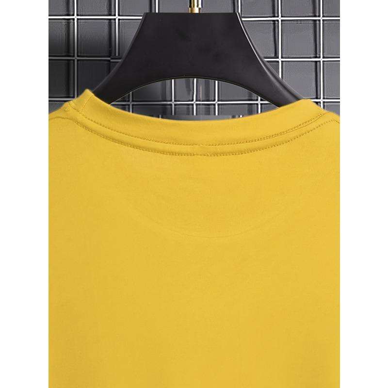 European Sizes Girls' Bright Yellow Cute Panda & Teddy Bear Graphic T-Shirt Everyday & Party Wear - Spring/Summer Outfits for Kids