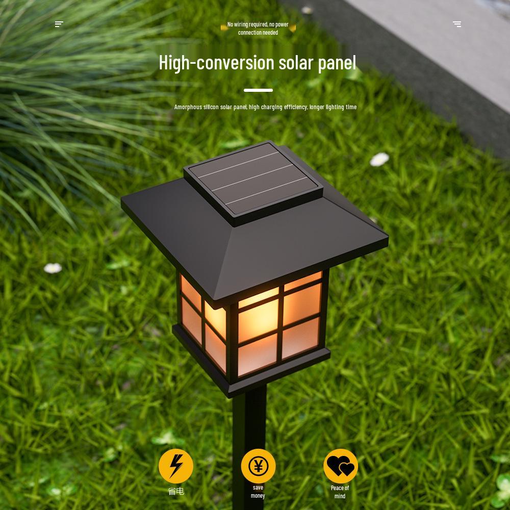Waterproof LED Flame Solar Lawn Lamp for Garden Pathway and Courtyard Decor