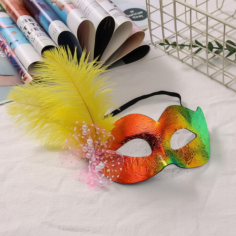 1 Pcs Masquerade Feather Sexy Venetian Mask Women For Face Multi Color Princess Mask Sexy Half Hallowmas Feather Masks Decor
